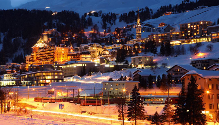 Санкт-Мориц St. Moritz Город вечером